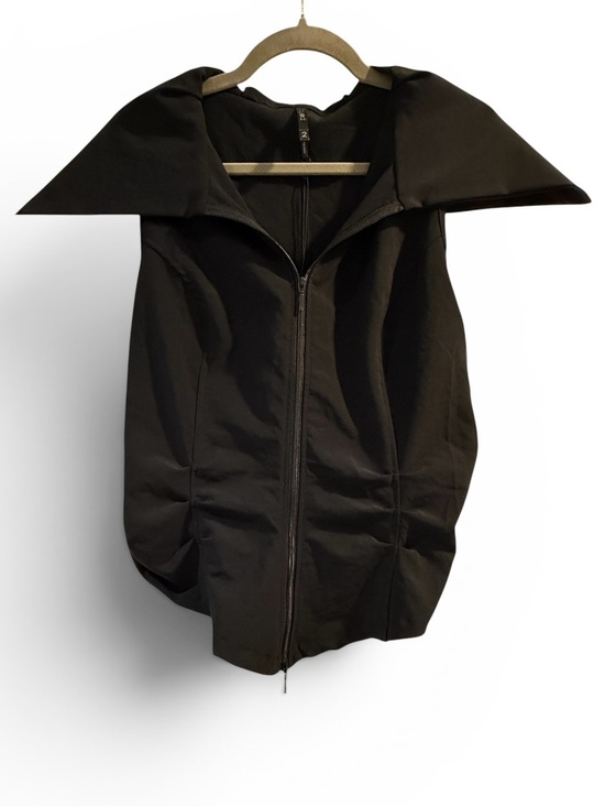 Porto Jackets & Blazers - Porto Sz M Viola Vest in Black Architectural Collar Asymmetrical Design | NWT